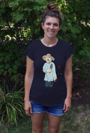 Womens Gardener Bear T-Shirt model