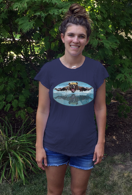 Bear Swimmer Butterfly Womens T-shirt