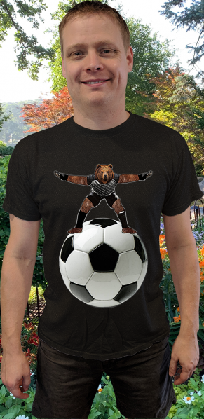 Bear Soccer Goalie On Giant Soccer Ball T-shirt