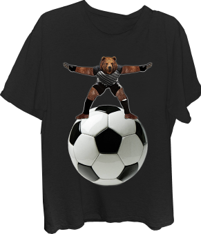 Bear Soccer Goalie On Giant Soccer Ball T-shirt