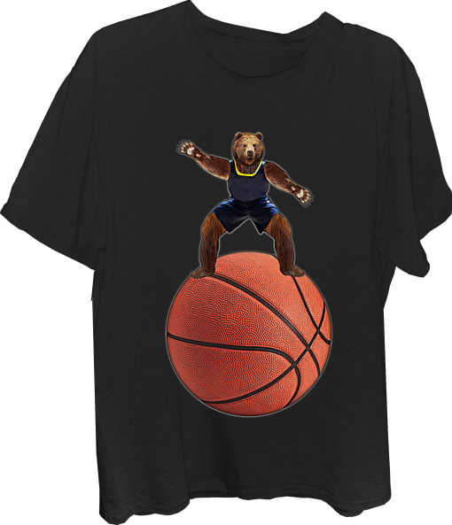 Bear Guarding On Giant Basketball T-shirt