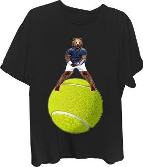 Bear Tennis Player On Tennis Ball Mens T-shirt