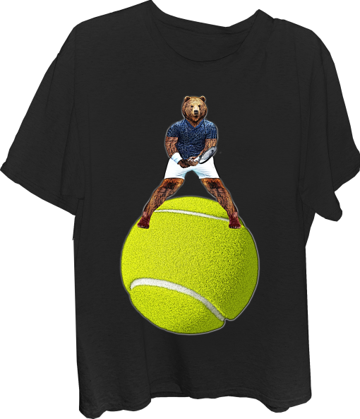 Bear Tennis Player On Tennis Ball Mens T-shirt