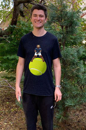 Bear Tennis Player On Tennis Ball Mens T-shirt