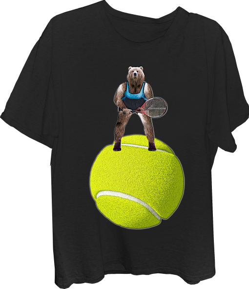 Bear Tennis Player On Tennis Ball Womens T-shirt