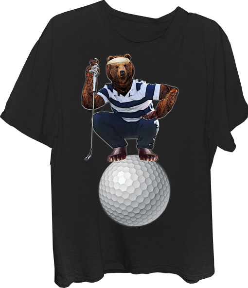 Bear Golfer On Giant Golf Ball T-Shirt