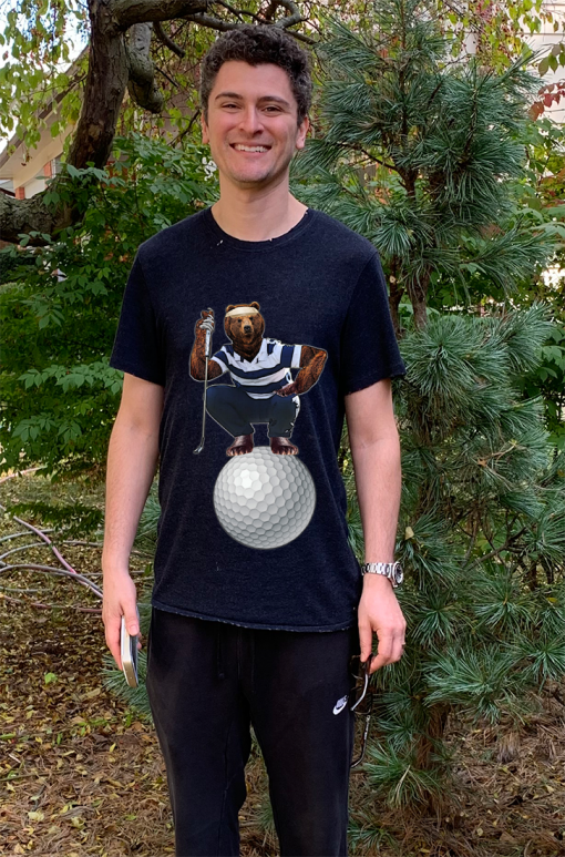 Bear Golfer on Giant Golf Ball T-Shirt