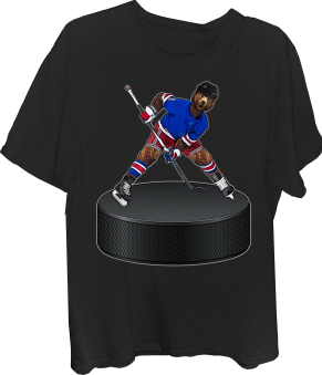 Bear Hockey Player On Giant Hockey Puck T-Shirt