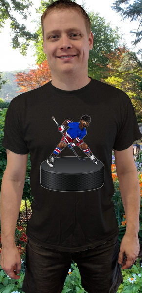 Bear Hockey Player On Giant Puck T-Shirt