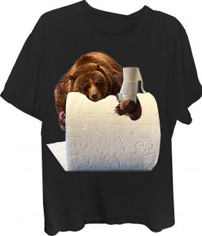 Bear on Giant Toilet Paper Roll T-Shirt