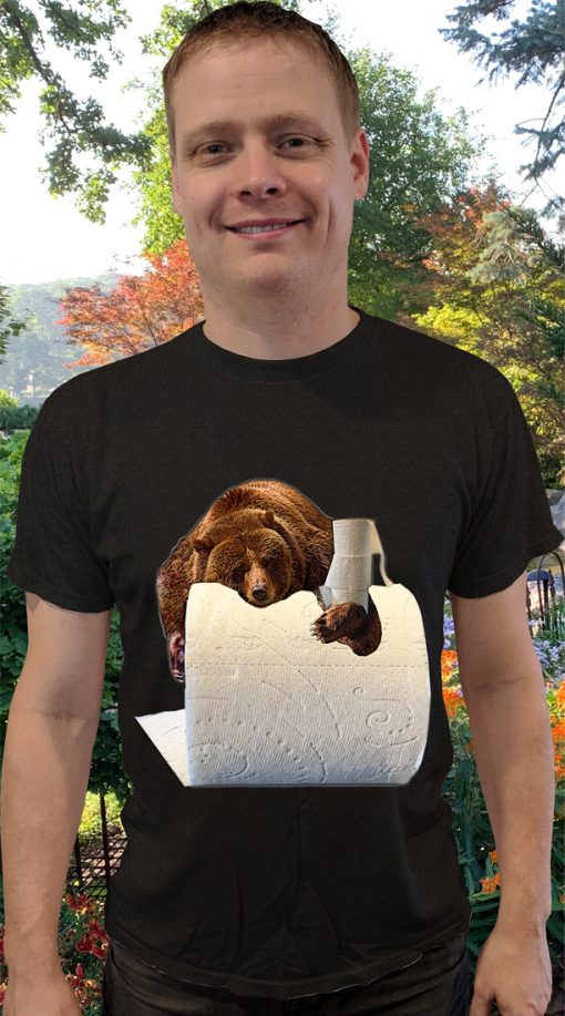 Bear on Giant Toilet Paper Roll T-Shirt