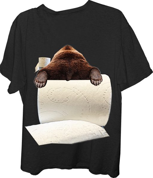 Bear on Giant Toilet Paper Roll T-Shirt