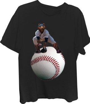 Bear Baseball Player On Giant Baseball